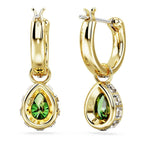 Swarovski Chroma Drop Earrings, Green Pear-Cut Stones in a Gold-Tone Finished Setting, Part of the Swarovski Chroma Collection