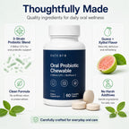 Sulcara Oral Probiotic Chewables, Guava Xylitol Flavor Oral Care for Fresh Breath and Daily Mouth Routine, Non-GMO, Gluten-Free, 60 Servings