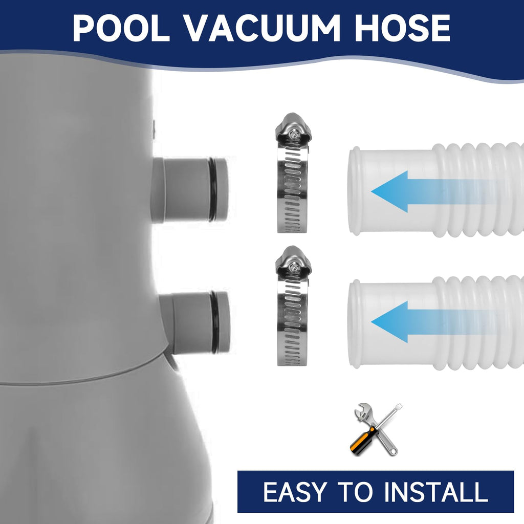 Pool Hoses for Above Ground Pools, 3 Pack 1.25 x 59 Inch Pool Filter Pump Hoses, Compatible with Intex Pool Filter Pump 607, 637 With 6 Metal Clamps