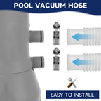 Pool Hoses for Above Ground Pools, 3 Pack 1.25 x 59 Inch Pool Filter Pump Hoses, Compatible with Intex Pool Filter Pump 607, 637 With 6 Metal Clamps