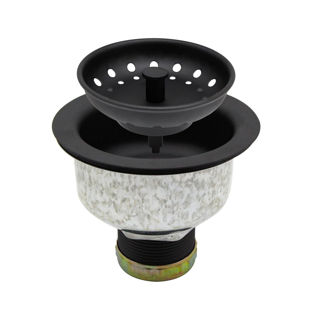ZM Kitchen Sink Stainless Steel Deep Locking Basket Strainer with Drain Assembly,Black, 3-1/2 Inch Sink Drain Stopper Plug
