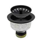 ZM Kitchen Sink Stainless Steel Deep Locking Basket Strainer with Drain Assembly,Black, 3-1/2 Inch Sink Drain Stopper Plug