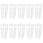 Galvanized Square Folding Tomato Cage Plant Support Stake Tower 12 inch by 46 inch, Pack of 10 Sets(Also Sold as Pack of 2 & 5,PVC Green is Available)