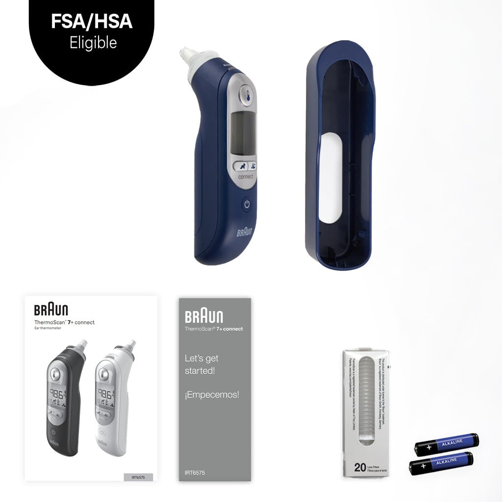 Braun ThermoScan 7+ Connect Digital Ear Thermometer for Kids - Family Care App Compatible, Age Precision Technology, Color-Coded Display, No. 1 Brand Recommended by Pediatricians