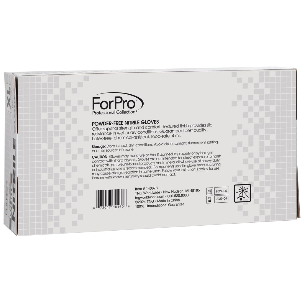 ForPro Disposable Nitrile Gloves, Chemical Resistant, Powder-Free, Latex-Free, Non-Sterile, Food Safe, 4 Mil, White, X-Large, 1000-Count