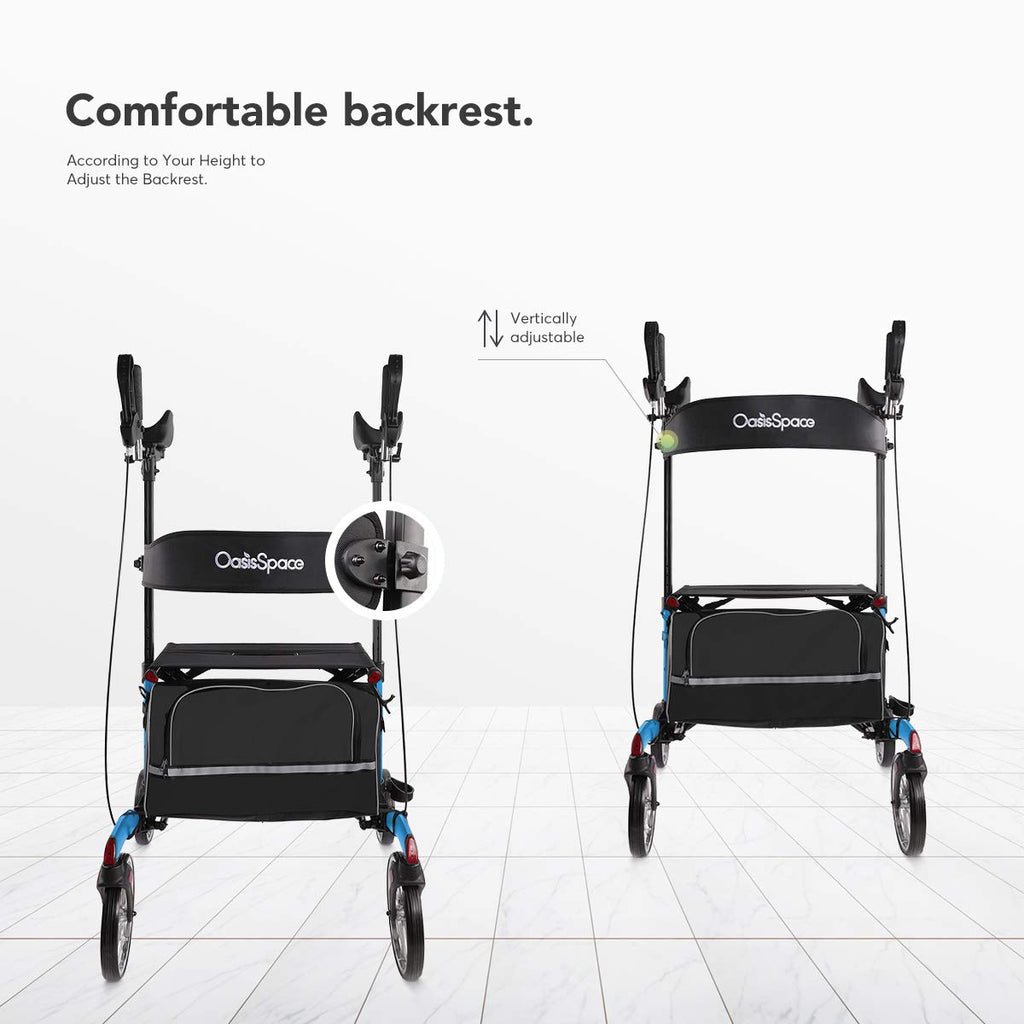 OasisSpaceUpright Walker for Senior,Rollator with Seat Support Up 450 lbs