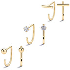 Sanglarst 925 Sterling Silver 14K Gold Plated Backless Half Hoop Earrings