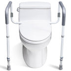 WeHwupe Toilet Safety Rails for Elderly Adults - Adjustable Bathroom Toilet Safety Frame with Handles - Stand Alone Toilet Grab Bar for Senior, Handicap & Disabled,Fits Most Toilets, White, TRX-8002
