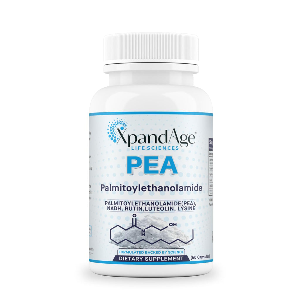 XpandAge Life Sciences Palmitoylethanolamide(micronized Pea) with Luteolin,Nadh,Rutin and Lysine for Immunity,Nervous* System* Support and Overall Wellness.60 Vegetable Capsules, Made in USA.