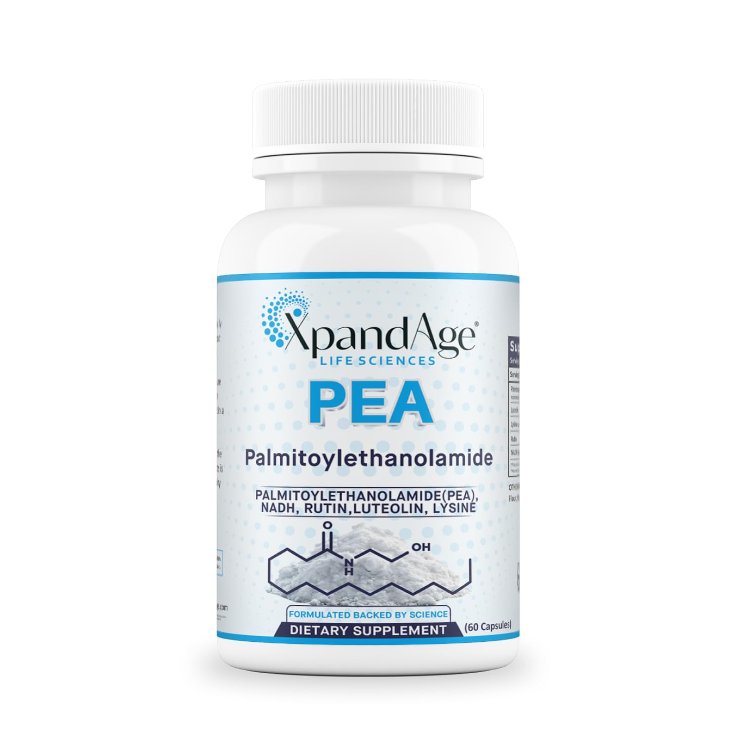 XpandAge Life Sciences Palmitoylethanolamide(micronized Pea) with Luteolin,Nadh,Rutin and Lysine for Immunity,Nervous* System* Support and Overall Wellness.60 Vegetable Capsules, Made in USA.
