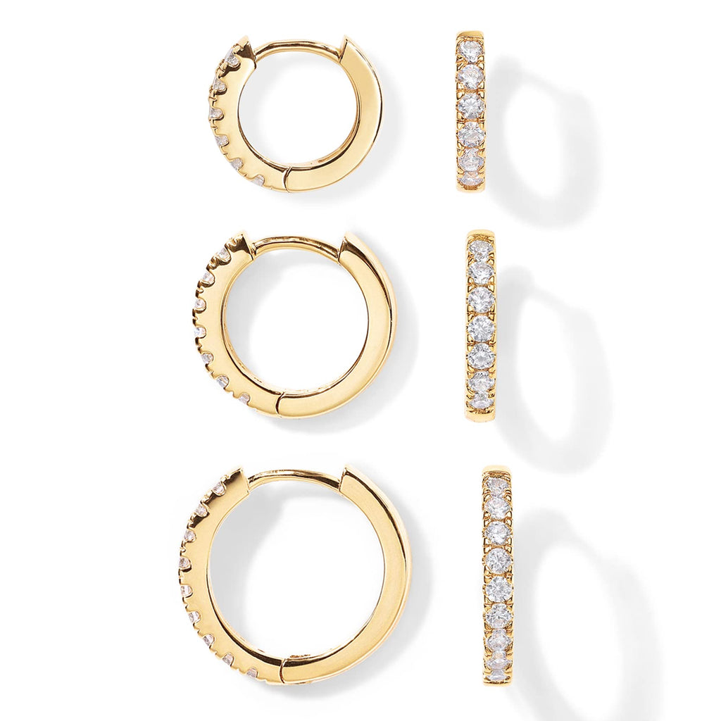 PAVOI Dainty Classic Huggie, Yellow Gold, Size 12mm, 14mm, 16mm
