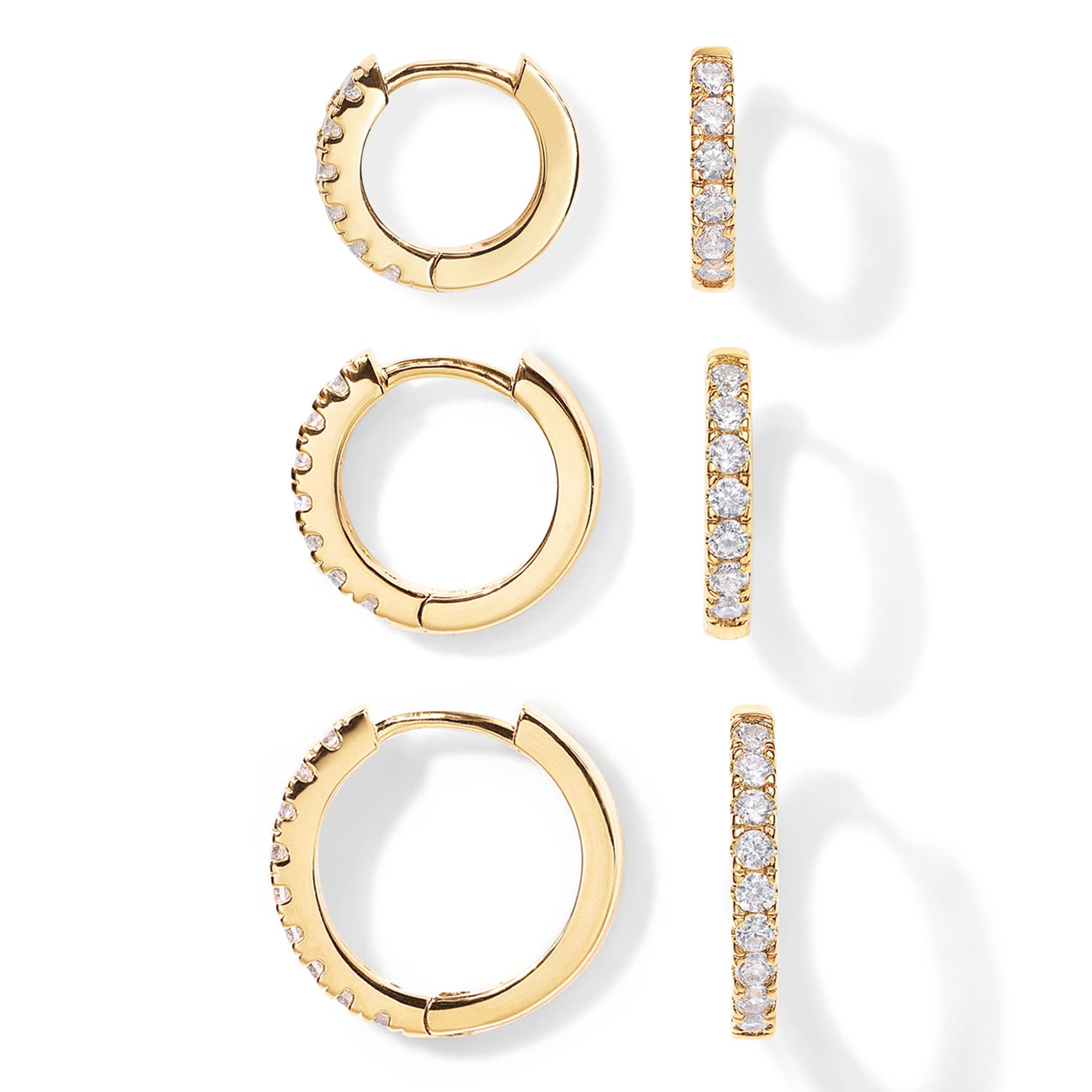 PAVOI Dainty Classic Huggie, Yellow Gold, Size 12mm, 14mm, 16mm