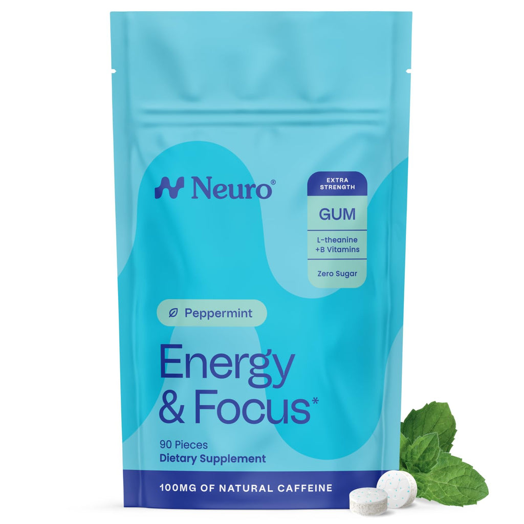 Neuro Energy & Focus Gum, Extra Strength, Peppermint, 90 Count