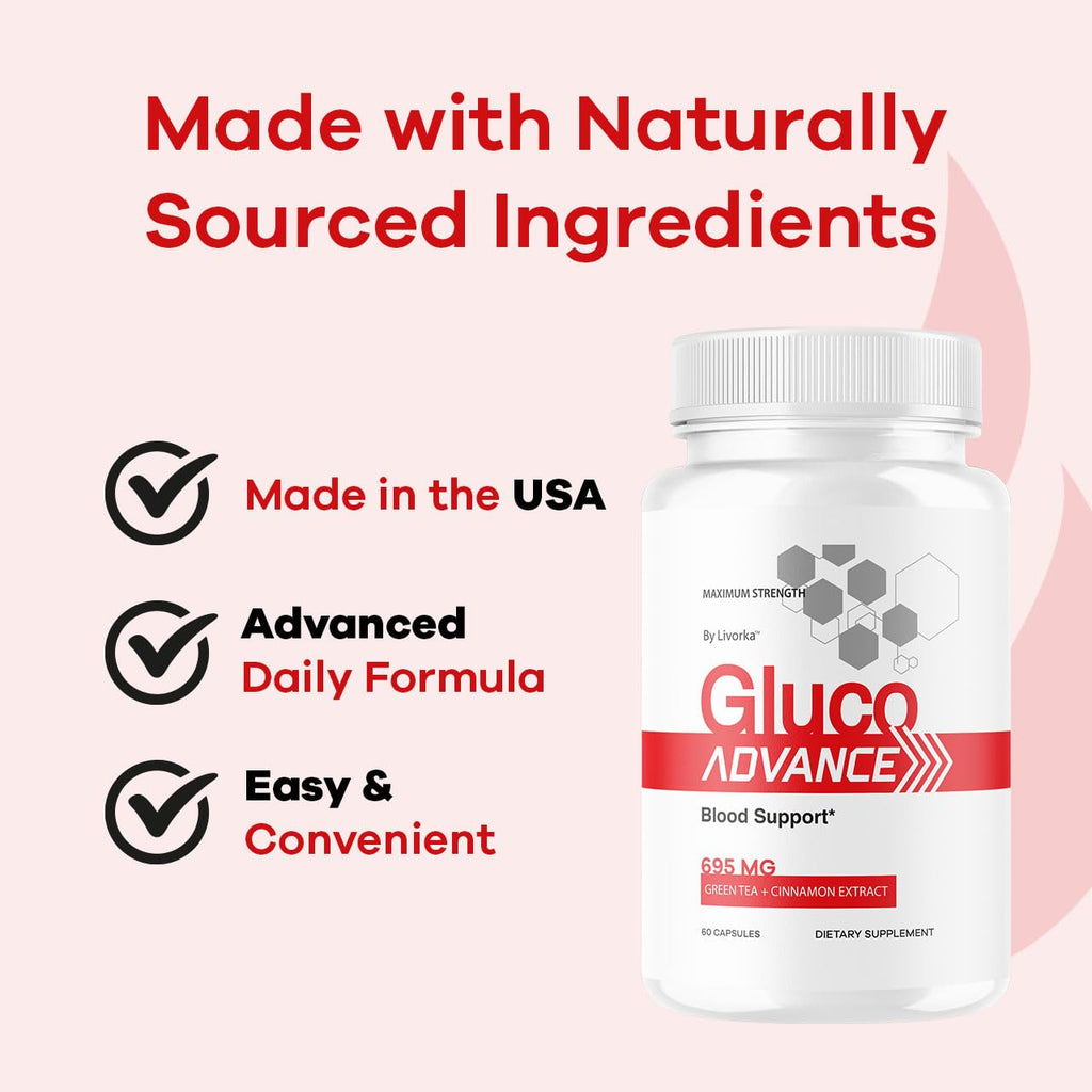 (2 Pack) Gluco Advance Capsules - Official GlucoAdvanced Premium Advanced Formula Pills - Maximum Strength, All Natural Health Formula Pills for Overall Health & Wellness, 120 Capsules for 2 Months