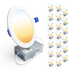 Ensenior 20 Pack 6 Inch LED Recessed Light, Dimmable, 2700K-5000K 5CCT, 1200LM High Brightness, 12W 120V, Damp Rated, Ultra-Thin Canless Wafer Ceiling Light - ETL & FCC & IC