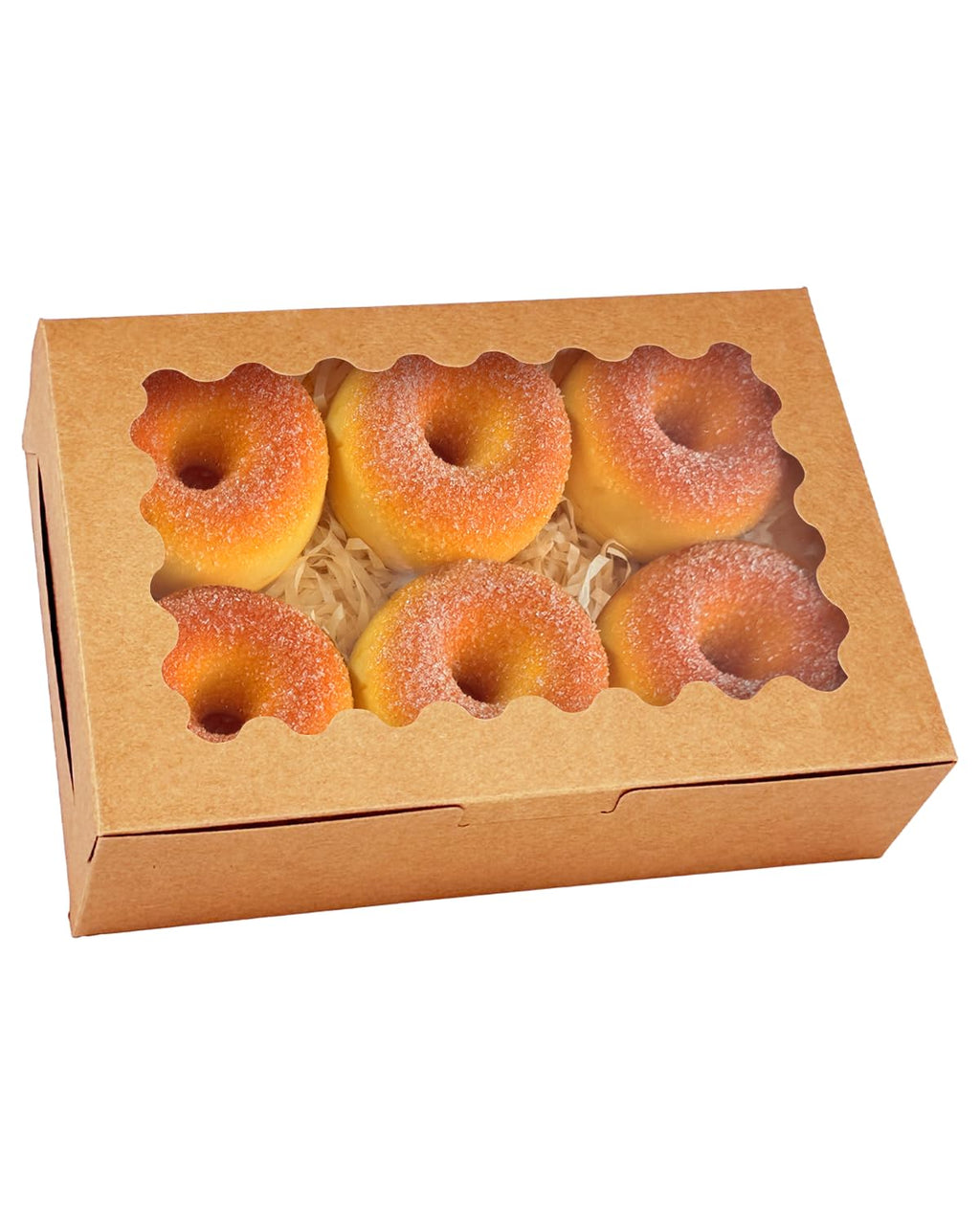 qiqee 9x6x2.5 Inch Brown Cookie Box with Window 15Pcs Pastry Macaron Bakery Box For Packaging