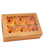 qiqee 9x6x2.5 Inch Brown Cookie Box with Window 15Pcs Pastry Macaron Bakery Box For Packaging