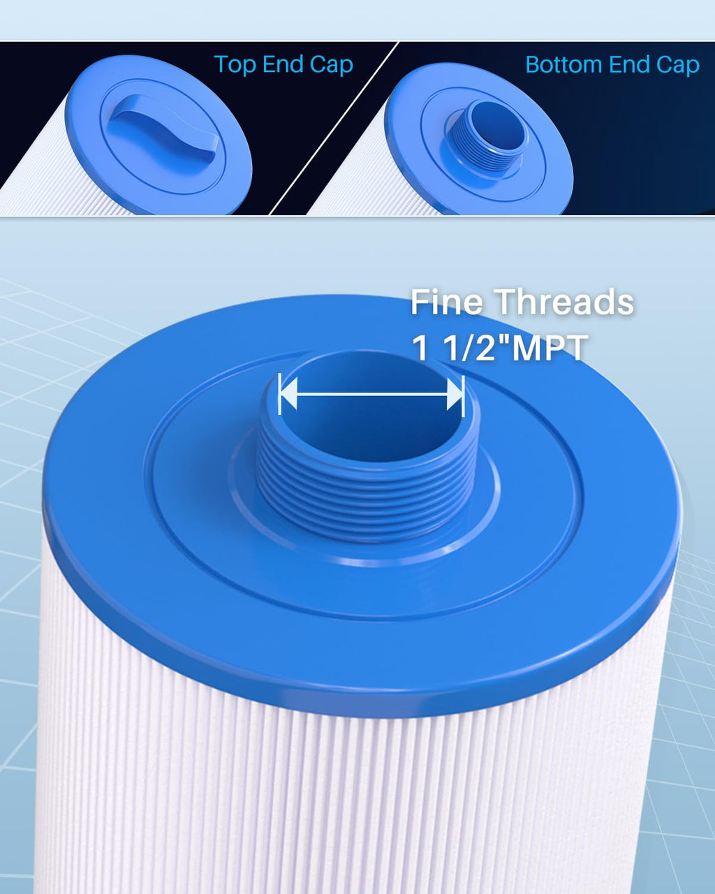 POOLPURE Replacement Filter for PMAX50P4, Unicel 5CH-35,Filbur FC-0300, Baleen AK-90109, Excel Filters XLS-526, Darlly 50353, Pure N Clean PC-0300, SD-00780, SD-00650 Filter Cartridge (1 1/2" MPT)