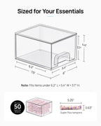 Vtopmart 4 Pack Small Clear Stackable Storage Drawers, Fits Narrow Spaces