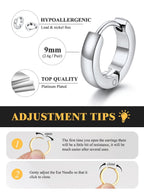 Small Silver Huggie Hoop Earrings for Women 9mm Lightweight