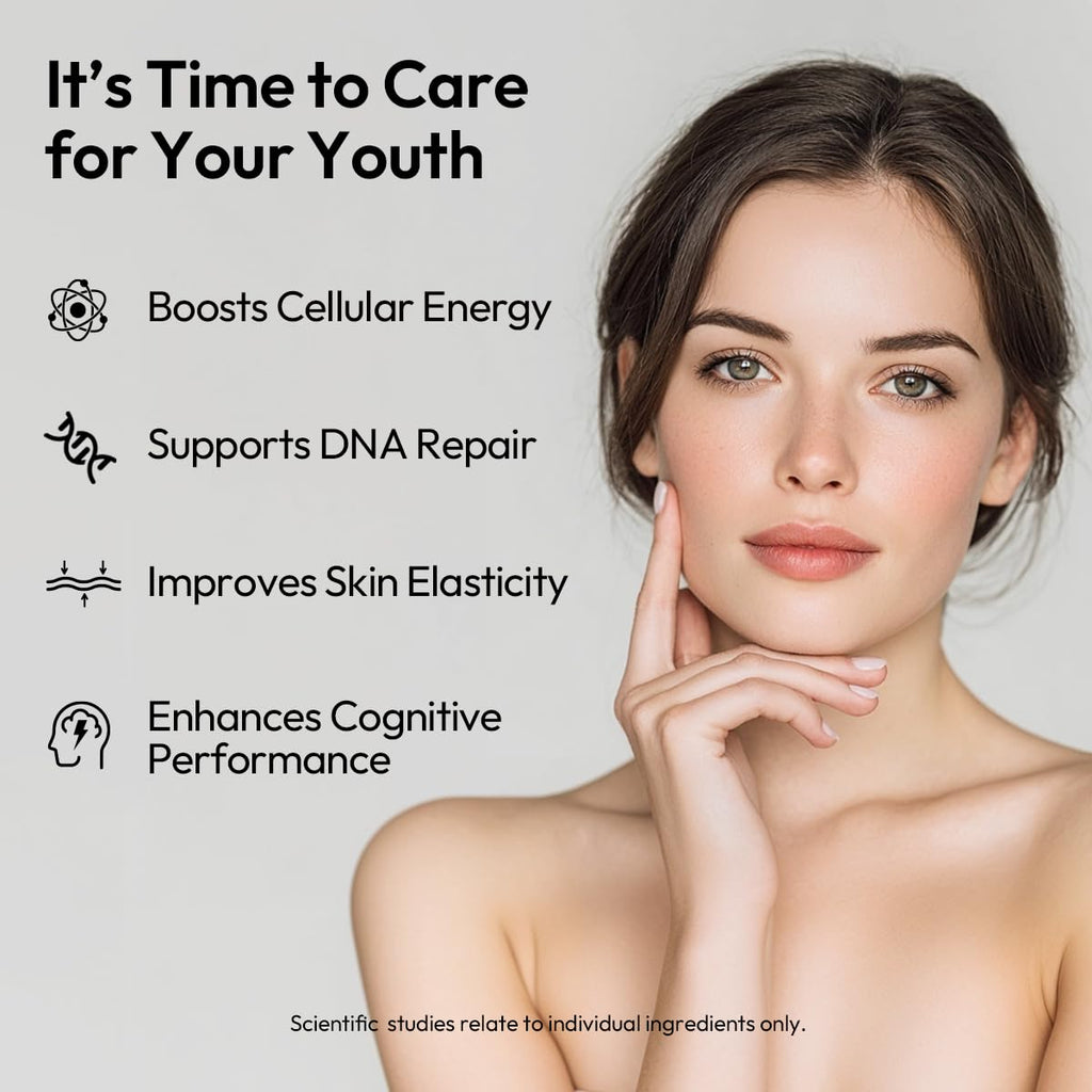 BIGVITA Youth+ | NAD+, Spermidine, and Ergothioneine Shots for Anti-Aging, Energy, Skin & Hair Health, Cognitive Support | Ready-to-Drink Supplement | Beauty from Within | Vegan, Made in USA
