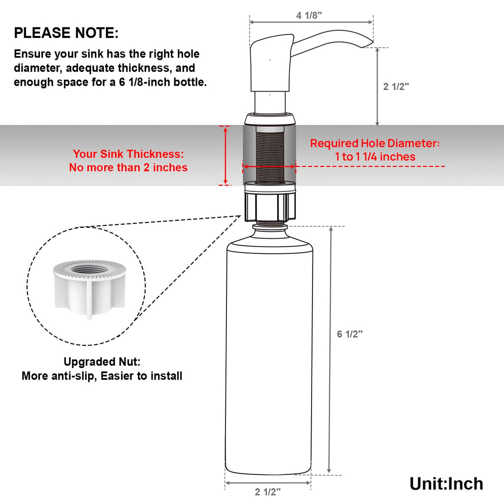 GAGALIFE Soap Dispenser for Kitchen Sink, ABS in Counter Soap Dispenser(Oil Rubbed Bronze), with 17 Ounce Large Pet Soap Bottle, Refill from The Top, Venetian Bronze