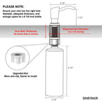 GAGALIFE Built in Sink Soap Dispenser or Lotion Dispenser for Kitchen Sink, Brushed Nickel ABS Pump Head, with 17 Ounce Large PET Soap Bottle