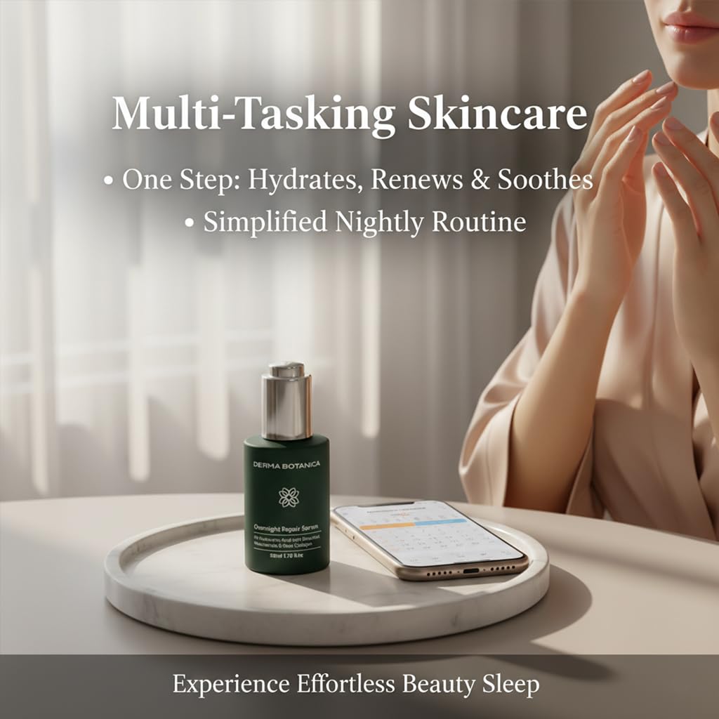 Derma Botanica Overnight Repair Serum,Derma Botanica Overnight Serum,with Multi-Molecular Hyaluronic Acid - smooth, and refresh the look of skin for a more youthful appearance. 1.76fl.oz(1pc)