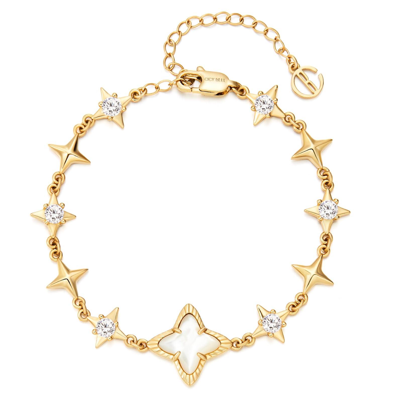 Cicy Bell Womens Bracelets 18k Gold Plated Adjustable Chain Link