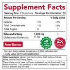 Schisandra Supplement 1200mg | 50x Regular Strength Schisandra Whole Berry | Vegan Sugar Free Cherry Flavor 60 Gummies