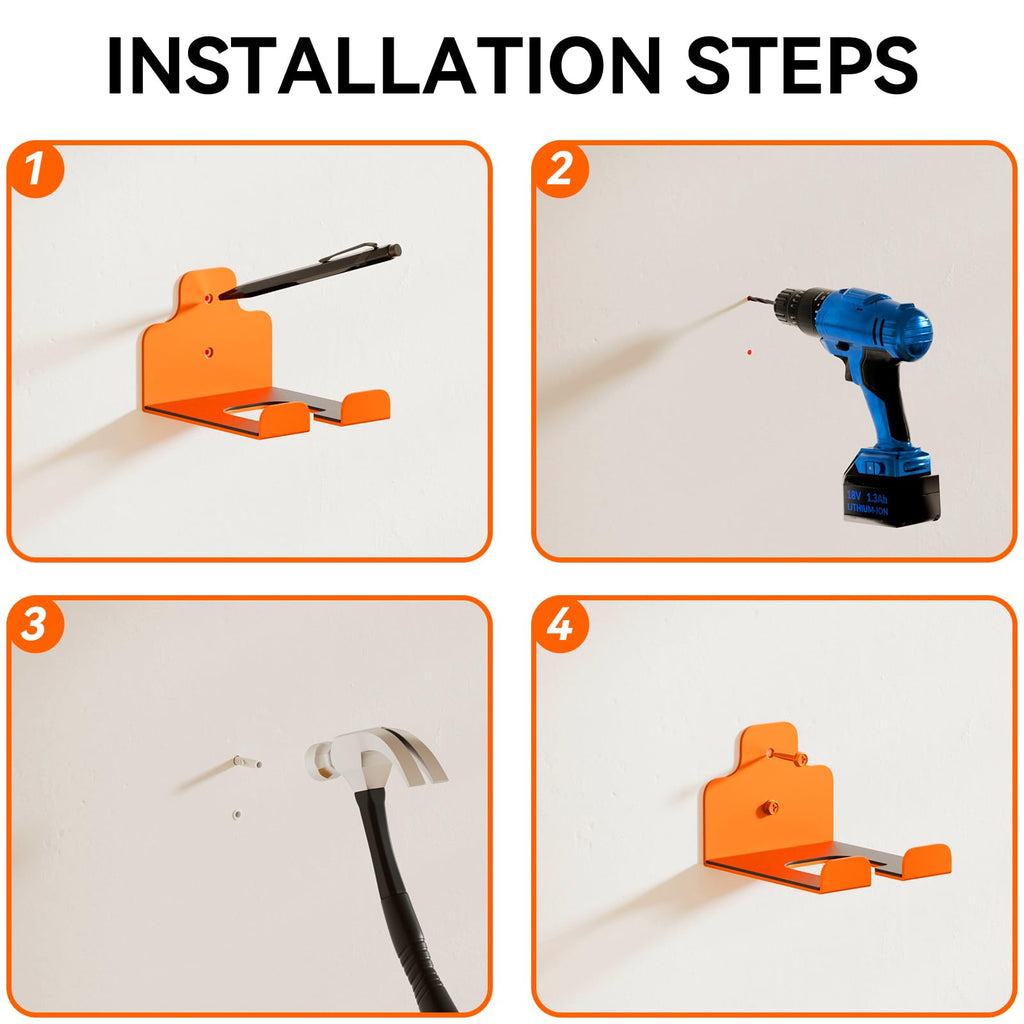 JNIHEEP Garage Organizer Trimmer Rack, Garden Power Tool Hanger Weed Whackers Holder Wall Mounted for Grass Trimmer, Hedge Trimmer, Garage Trimmer, Garden Tools,1 Pack(Orange)
