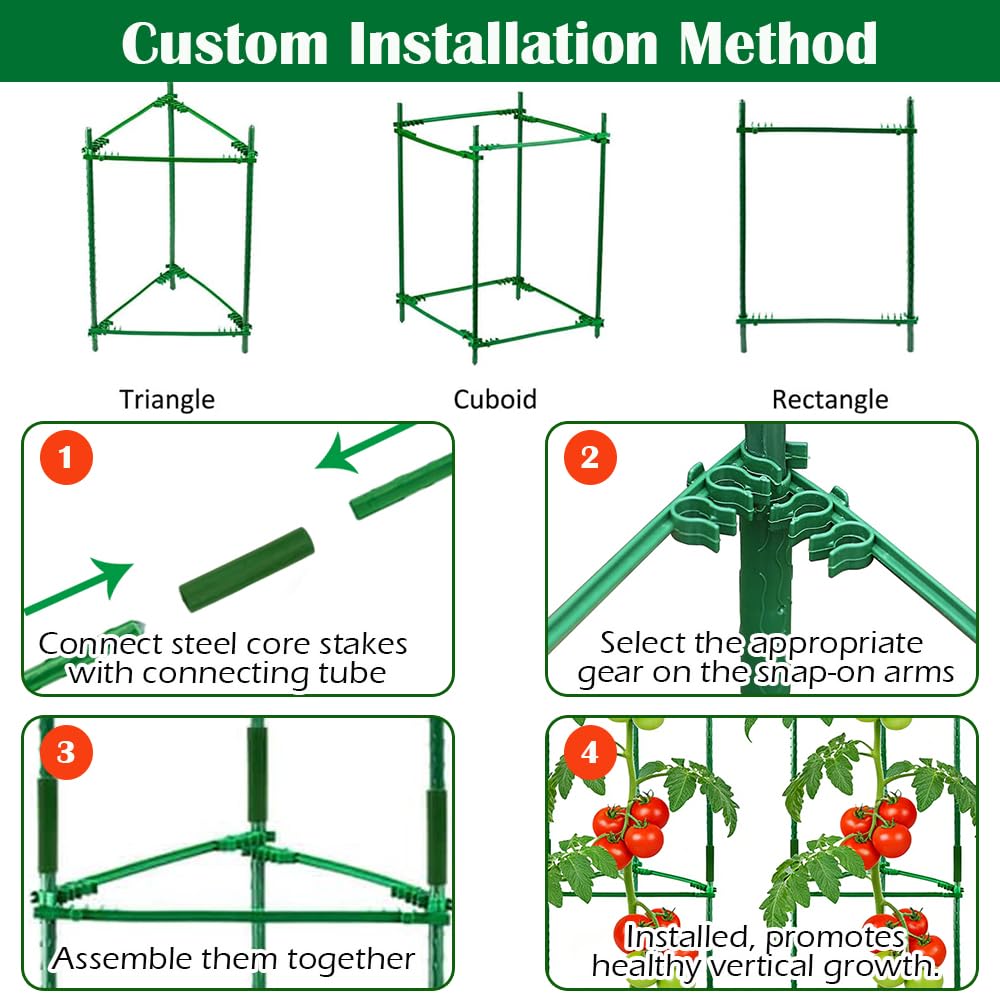 Orgrimmar 4 Pack Tomato Trellis & Cages, Plant Support Stakes for Outdoor Vertical Garden, Climbing Plants, Vegetables, Tomatoes, Cucumbers