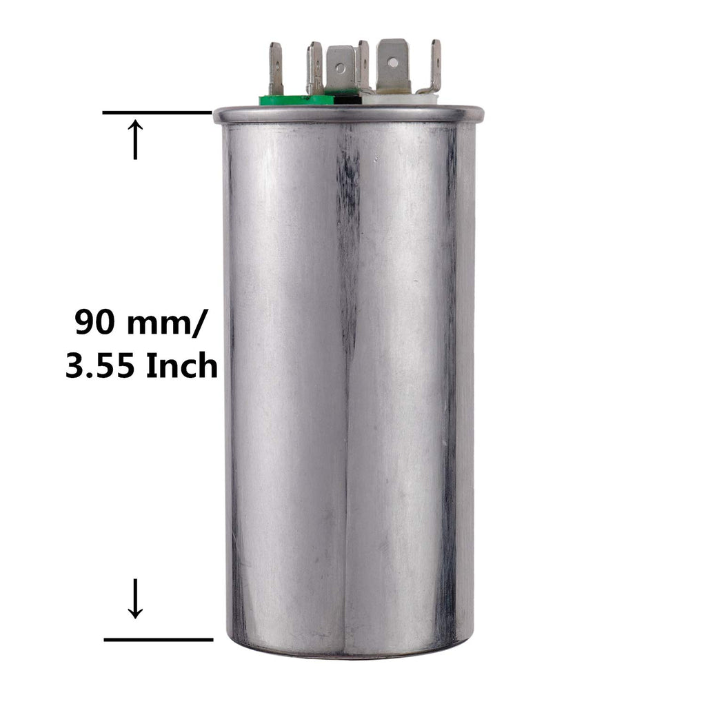 BOJACK 40+5uF 40/5MFD ±6% 370V CBB65 Dual Run Circular Start Capacitor for AC Motor Run or Fan Start or Condenser Straight