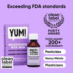 NovaFerrum Yum | Multivitamin with Iron for Infants, Toddlers & Kids Ages 4 & Under | Immune Support | Gluten Free Certified | Sugar Free | Raspberry Grape | 50 Servings
