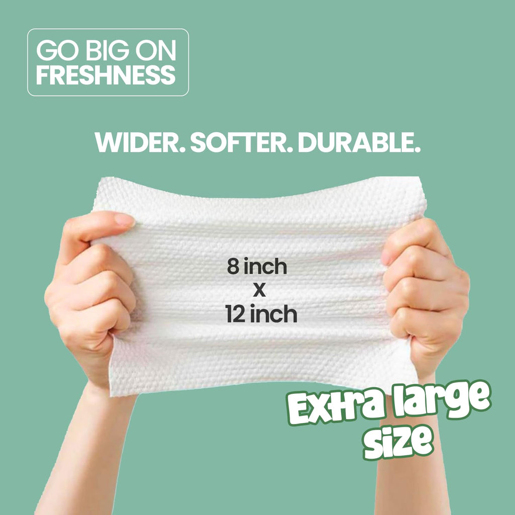 XL Bathing Wipes - Body Wipes for Adults Bathing No Rinse - 10 Pack, 120 Wipes - Disposable Cleansing Cloths for Women, Men & Elderly - W/Aloe - Shower Wipes - Camping & Travel Essentials