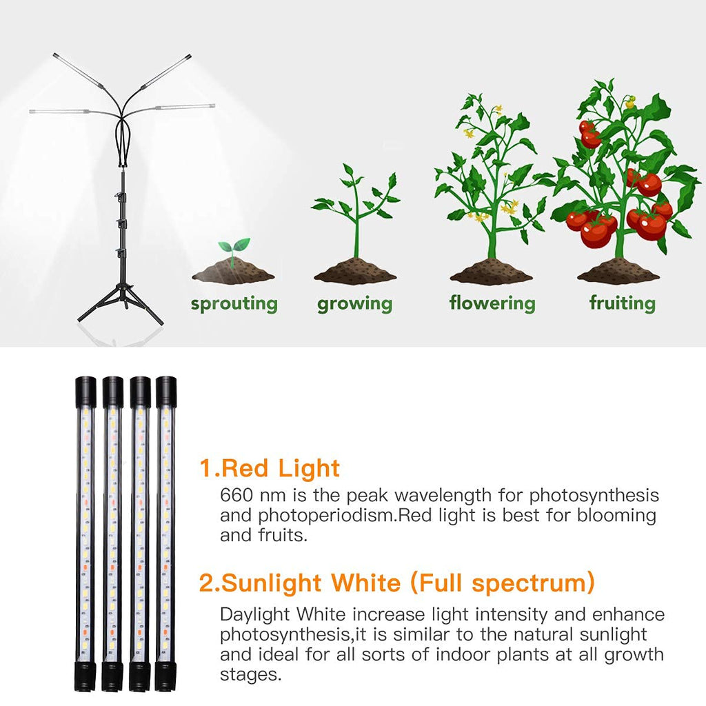 GHodec Grow Light Free Standing, 5500K Full Spectrum Gooseneck LED Lamp