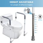 WeHwupe Toilet Safety Rails for Elderly Adults - Adjustable Bathroom Toilet Safety Frame with Handles - Stand Alone Toilet Grab Bar for Senior, Handicap & Disabled,Fits Most Toilets, White, TRX-8002