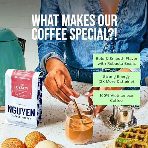 Nguyen Coffee Supply - Loyalty Signature Robusta & Arabica Blend: Medium Roast Premium Whole Coffee Beans, Vietnamese Single Origin, Low Acid, High Caffeine, Roasted in Brooklyn [5 Ib Bag]