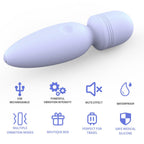Fuwyiy Mini Massager Tools,Small Waterproof Cordless Handheld Massager with 10 Vibration Modes, Personal Handheld Massager for Back（Gray Purple）