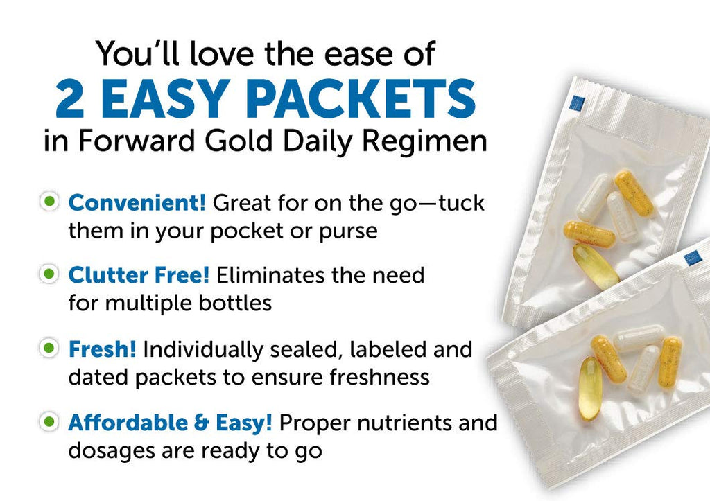 Dr. Whitaker's Forward Gold Daily Regimen Multi-Nutrient Vitamin Supplement for Adults 65+, 60 Packets (30-Day Supply)