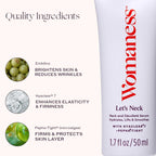 Womaness Let’s Neck Serum for Neck Tightening and Lifting - Firming and Tightening Neck Cream with Cooling Roller Applicator - Hydrating Neck Serum to Smooth Wrinkles and Sagging Skin for Women - 50ml