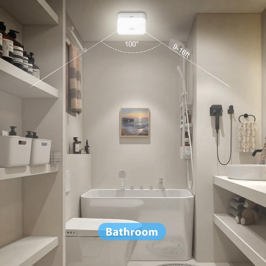 Rechargeable Motion Sensor Closet Light, Rechargeable Battery Operated Ceiling Light Wireless, 500LM Wireless Motion Activated Light for Shower Stairs Hallway Pantry Porch Garage, 5000K 3 Pack