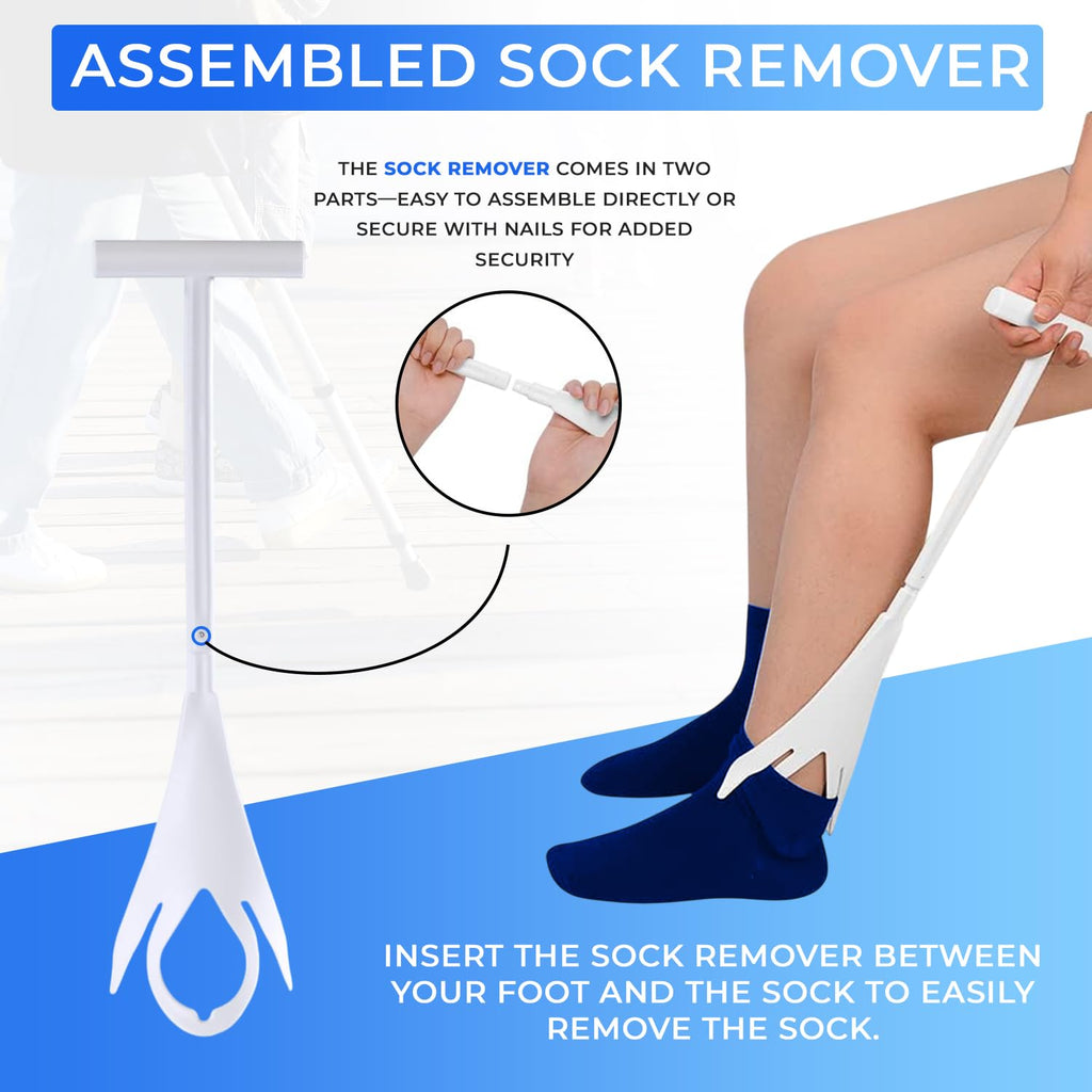 Sock Aid Kit, Premium Sock Puller Aid for Removing Socks or Stockings, with a Super Flexible Sock Aid Device with Long Rope. The Perfect Set for Putting On and Removing Socks or Stockings.