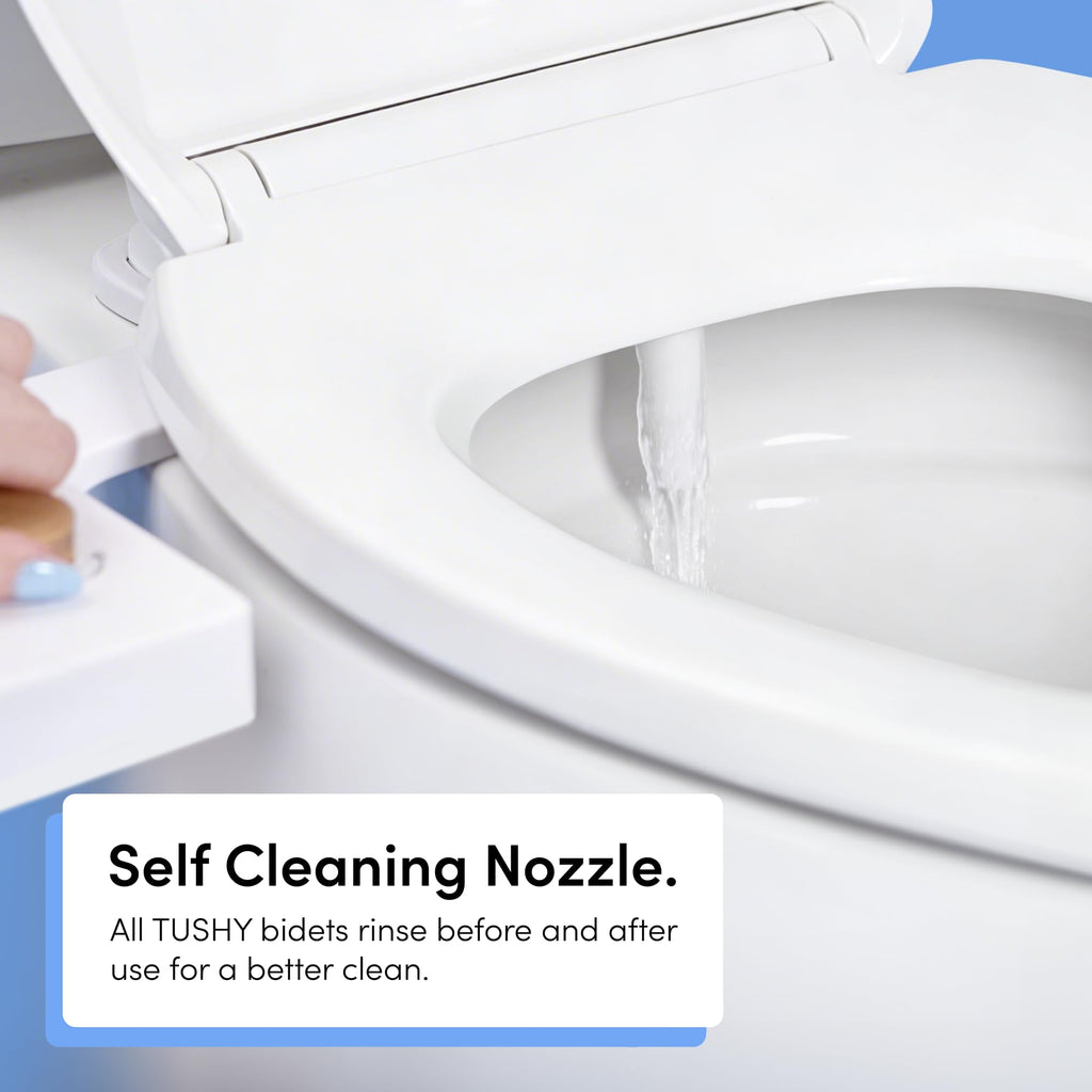 TUSHY Classic 3.0 Bidet Toilet Seat Attachment - a Non-Electric Self Cleaning Water Sprayer with Adjustable Water Pressure Nozzle, Angle Control & Easy Home Installation (White/Matte Black)
