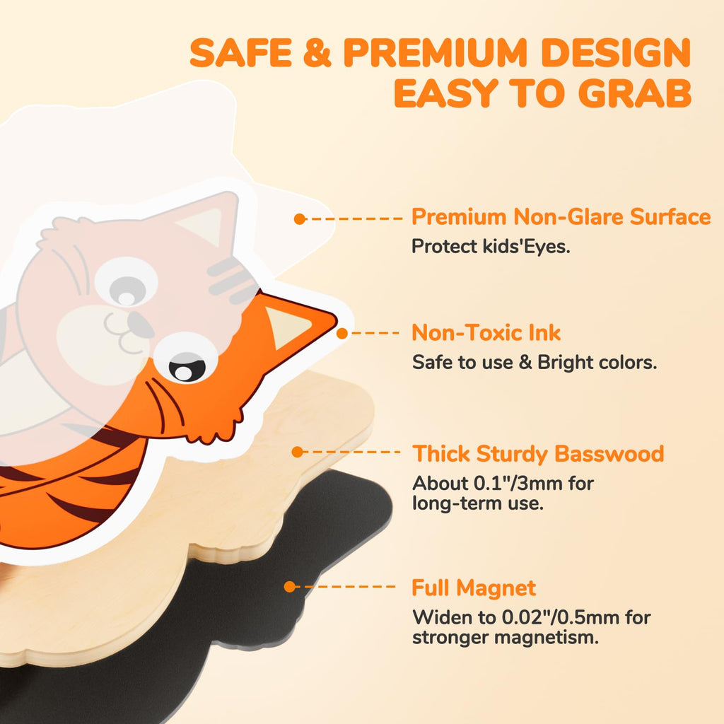 JoyCat Wooden Fridge Magnets for Toddlers – 26 Cute Animals & Uppercase Letters, Large Refrigerator ABC Alphabet Magnets Set for Kids, Preschool Learning Spelling Alphabet Gifts Toy for Ages 2+