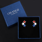 American Flag Earrings for Women 925 Sterling Silver 4th of July Stud Earrings Red White And Blue Star USA Flag Fourth of July Independence Day Gifts for Women