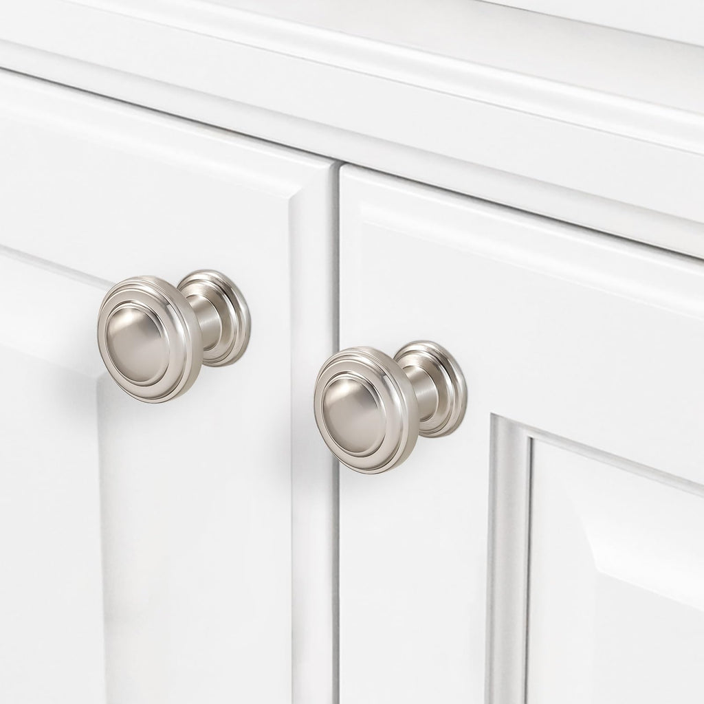 POVEFONK 30 Pack Brushed Satin Nickel Kitchen Cabinet Knobs Solid Drawer Knobs Kitchen Cabinet Hardware Zinc Alloy Handles Drawer Knobs Dresser Handles