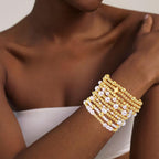COLOYAN 10PCS Gold Beaded Stretch Bracelets for Women Stack