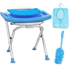 Medhelp Upgraded Folding Shower Chair, Stainless Steel Foldable Shower Seat for Inside Bathtub, Lightweight & Portable Travel Shower Stool, Anti-Slip Feet Bath Chair for Elderly, Disabled, Injured