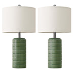 PoKat 23" Dark Green Ceramic Table Lamps Set of 2, Modern Table Lamps for Living Room, Farmhouse Lamps for Bedroom Night Stands, Traditional Nightstand Desk Decor Lamps